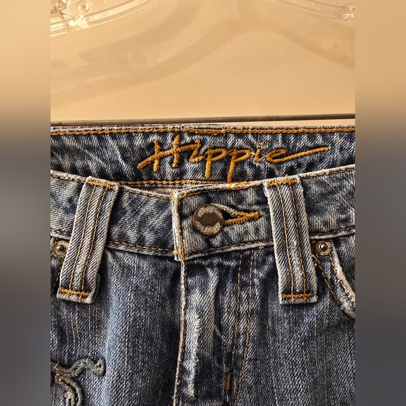 Y2k Hippie straight leg jeans low rise mid wash sz 25 - Picture 5 of 9